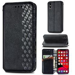 Ultra Slim Fashion Business Card Magnetic Automatic Suction Leather Flip Cover for iPhone XS Max (6.5 inch) - Black