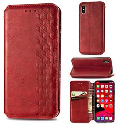 Ultra Slim Fashion Business Card Magnetic Automatic Suction Leather Flip Cover for iPhone XS Max (6.5 inch) - Red
