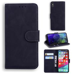 Retro Classic Skin Feel Leather Wallet Phone Case for iPhone XS Max (6.5 inch) - Black