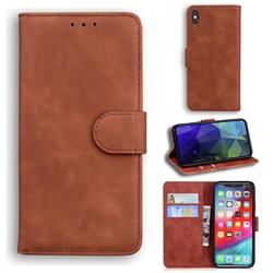 Retro Classic Skin Feel Leather Wallet Phone Case for iPhone XS Max (6.5 inch) - Brown