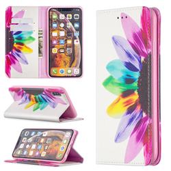 Sun Flower Slim Magnetic Attraction Wallet Flip Cover for iPhone XS Max (6.5 inch)