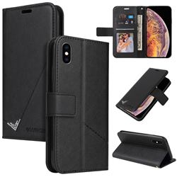 GQ.UTROBE Right Angle Silver Pendant Leather Wallet Phone Case for iPhone XS Max (6.5 inch) - Black