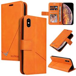GQ.UTROBE Right Angle Silver Pendant Leather Wallet Phone Case for iPhone XS Max (6.5 inch) - Orange