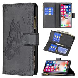 Binfen Color Imprint Vivid Butterfly Buckle Zipper Multi-function Leather Phone Wallet for iPhone XS Max (6.5 inch) - Black
