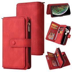 Luxury Multi-functional Zipper Wallet Leather Phone Case Cover for iPhone XS Max (6.5 inch) - Red