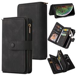 Luxury Multi-functional Zipper Wallet Leather Phone Case Cover for iPhone XS Max (6.5 inch) - Black