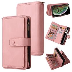Luxury Multi-functional Zipper Wallet Leather Phone Case Cover for iPhone XS Max (6.5 inch) - Pink