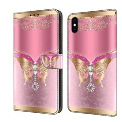 Pink Diamond Butterfly Crystal PU Leather Protective Wallet Case Cover for iPhone XS Max (6.5 inch)