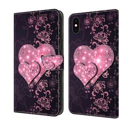 Lace Heart Crystal PU Leather Protective Wallet Case Cover for iPhone XS Max (6.5 inch)