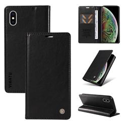 YIKATU Litchi Card Magnetic Automatic Suction Leather Flip Cover for iPhone XS Max (6.5 inch) - Black