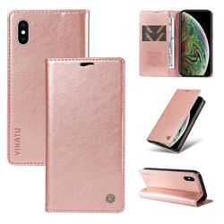 YIKATU Litchi Card Magnetic Automatic Suction Leather Flip Cover for iPhone XS Max (6.5 inch) - Rose Gold