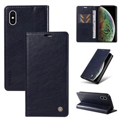 YIKATU Litchi Card Magnetic Automatic Suction Leather Flip Cover for iPhone XS Max (6.5 inch) - Navy Blue