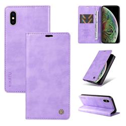 YIKATU Litchi Card Magnetic Automatic Suction Leather Flip Cover for iPhone XS Max (6.5 inch) - Purple