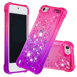 Rainbow Gradient Liquid Glitter Quicksand Sequins Phone Case for iPod Touch 5 6 - Pink Purple