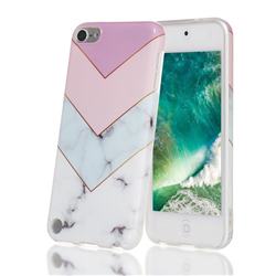 Stitching Pink Marble Clear Bumper Glossy Rubber Silicone Phone Case for iPod Touch 5 6