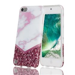 Stitching Rose Marble Clear Bumper Glossy Rubber Silicone Phone Case for iPod Touch 5 6