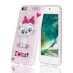 I Love Cat Shell Pattern Clear Bumper Glossy Rubber Silicone Phone Case for iPod Touch 5 6