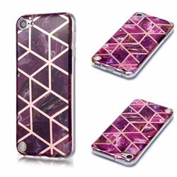 Purple Rhombus Galvanized Rose Gold Marble Phone Back Cover for iPod Touch 5 6