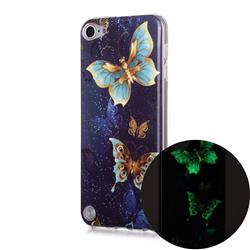 Golden Butterflies Noctilucent Soft TPU Back Cover for iPod Touch 5 6