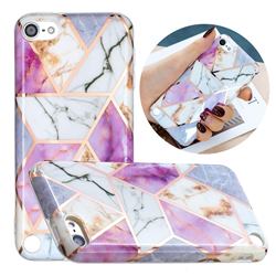 Purple and White Painted Marble Electroplating Protective Case for iPod Touch 5 6