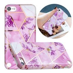 Purple Flower Painted Marble Electroplating Protective Case for iPod Touch 5 6