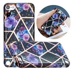 Black Flower Painted Marble Electroplating Protective Case for iPod Touch 5 6