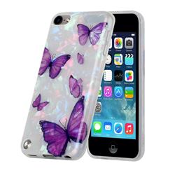 Purple Butterfly Shell Pattern Glossy Rubber Silicone Protective Case Cover for iPod Touch 5 6