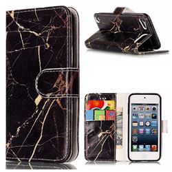 Black Gold Marble PU Leather Wallet Case for iPod Touch 5 6