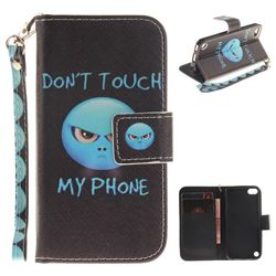 Not Touch My Phone Hand Strap Leather Wallet Case for iPod Touch 5 6