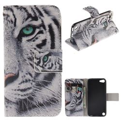 White Tiger PU Leather Wallet Case for iPod Touch 5 6