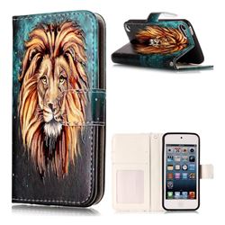 Ice Lion 3D Relief Oil PU Leather Wallet Case for iPod Touch 5 6