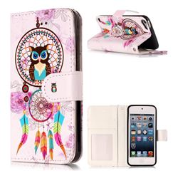 Wind Chimes Owl 3D Relief Oil PU Leather Wallet Case for iPod Touch 5 6