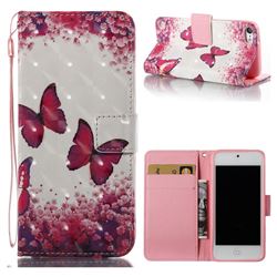 Rose Butterfly 3D Painted Leather Wallet Case for iPod Touch 5 6