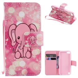 Pink Elephant PU Leather Wallet Case for iPod Touch 5 6