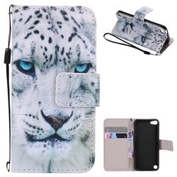 White Leopard PU Leather Wallet Case for iPod Touch 5 6