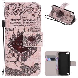 Castle The Marauders Map PU Leather Wallet Case for iPod Touch 5 6