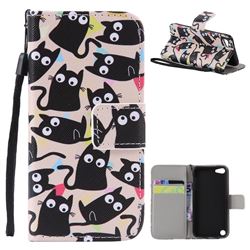 Cute Kitten Cat PU Leather Wallet Case for iPod Touch 5 6