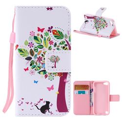 Cat and Tree PU Leather Wallet Case for iPod Touch 5 6