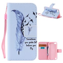 Feather Birds PU Leather Wallet Case for iPod Touch 5 6