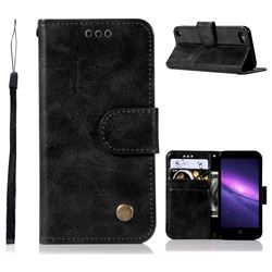Luxury Retro Leather Wallet Case for iPod Touch 5 6 - Black