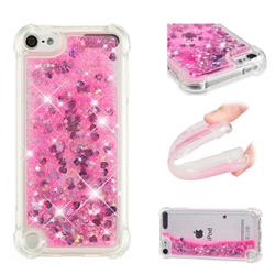 Dynamic Liquid Glitter Sand Quicksand TPU Case for iPod Touch 7 (7th Generation, 2019) - Pink Love Heart