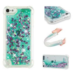 Dynamic Liquid Glitter Sand Quicksand TPU Case for iPod Touch 7 (7th Generation, 2019) - Green Love Heart